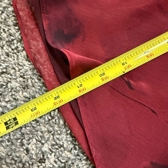 Laundry Y2K Red Black Floral Skirt Midi Ruffle Small Chiffon Lettuce 4 - Picture 7 of 7